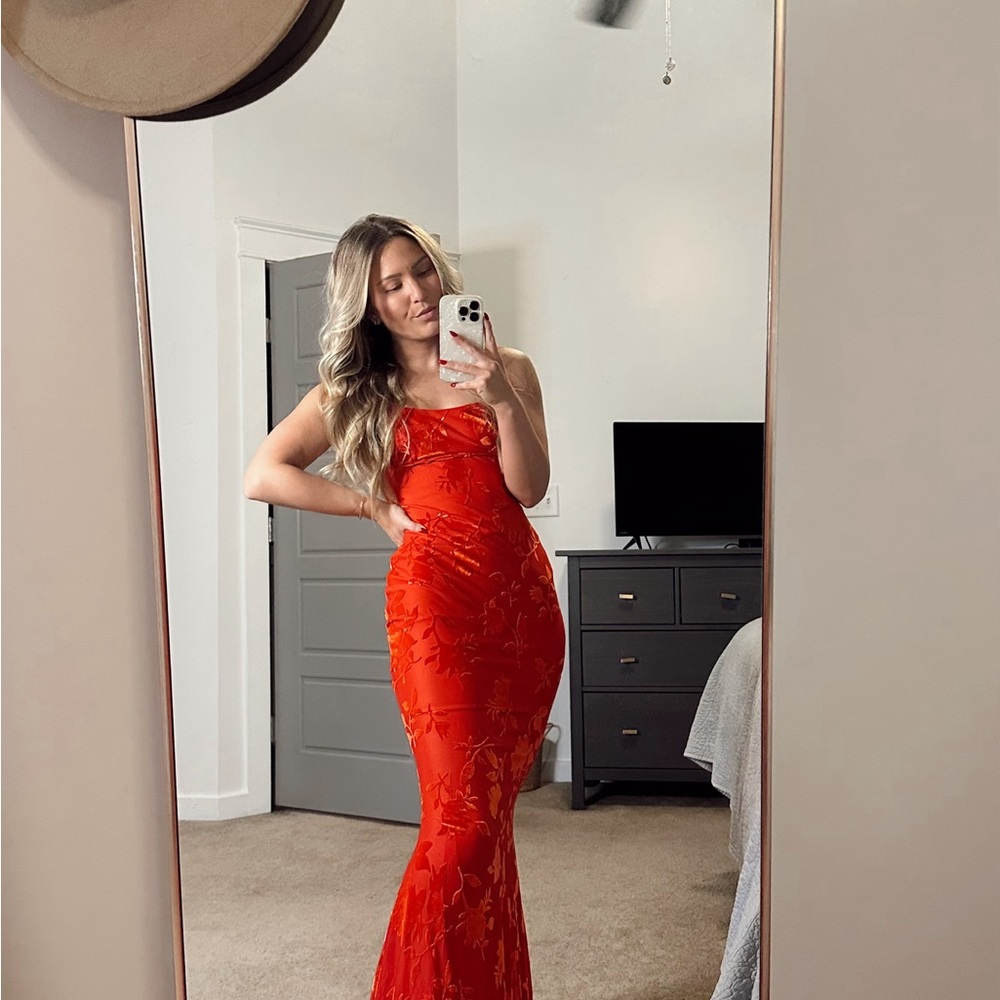 Elegant Red Floral Gown